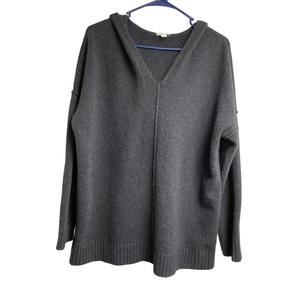 PURE JILL Women Hooded Pullover Long Sleeve Sweater Sz L Blue Relaxed Loose